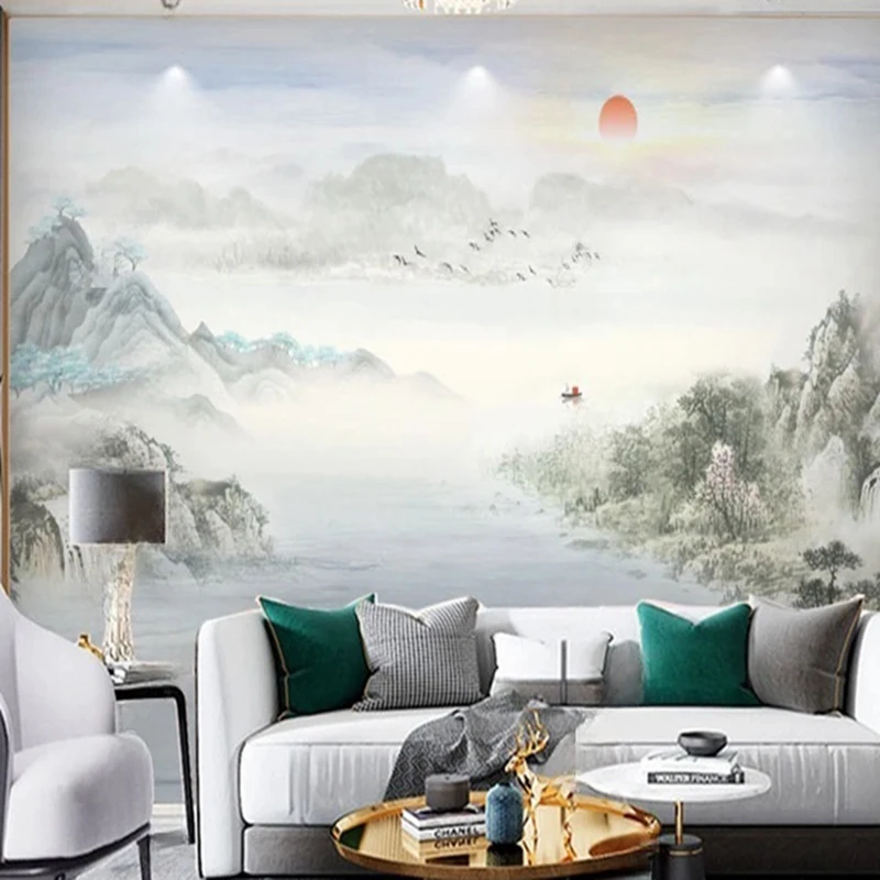 

Custom New Chinese Style Wallpaper Mural Elegant Hand-Painted 3D Textured Wallcoverings for Living Room Bedroom Decor Background