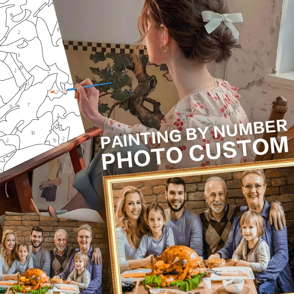 

PhotoCustom Thanksgiving Modern Painting By Numbers For Adults Customize Your Own Wall Diy Artwork Home Decors Gift