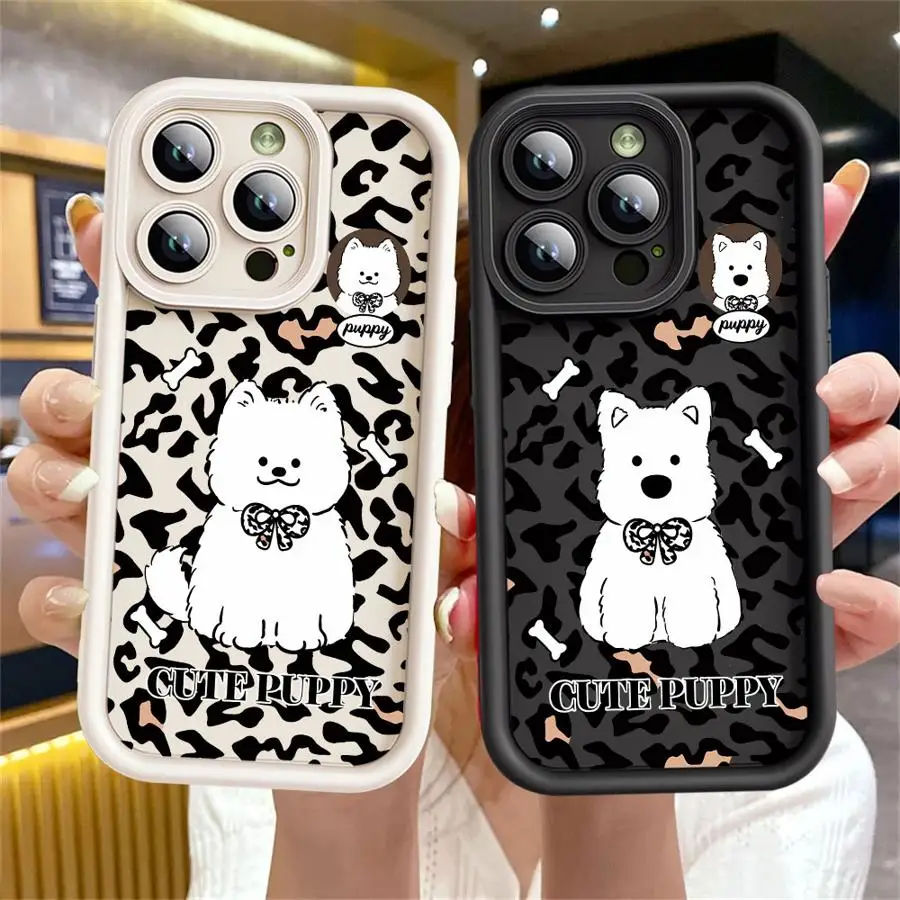 Case for Apple iPhone 11 15 Pro Max 14 Plus 13 12 16 Shockproof Protective Shell Silicone Funda Phone Cover Cartoon Cute Samoyed