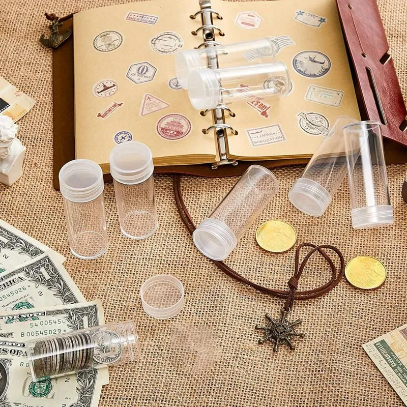 AIAI Coin Storage Tube, Plastic Coin Tube, Commemorative Coin Protection Tube, Whole Roll Loose Coin Tube (30 Pieces)