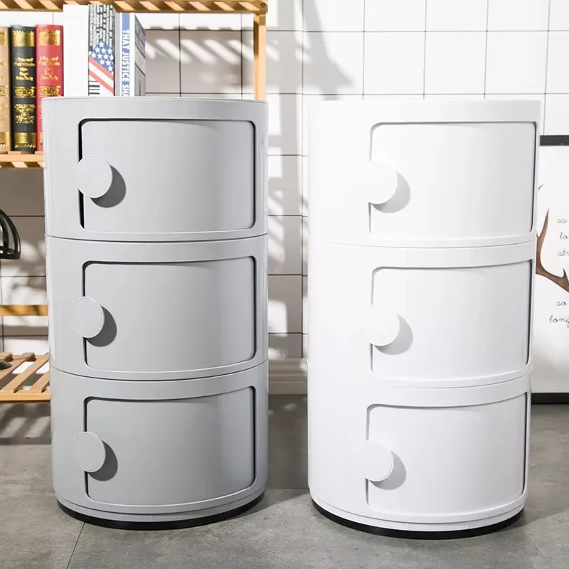 Nordic round Bedside Cabinet Modern White Plastic Nightstand Minimalist Bedroom Side Table Creative