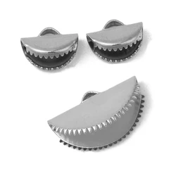 50/Pcs Stainless Steel Semicircle Clamp Crimps End Caps for Flat Leather Cord End Fastener Connectors Clasps Jewelry Making