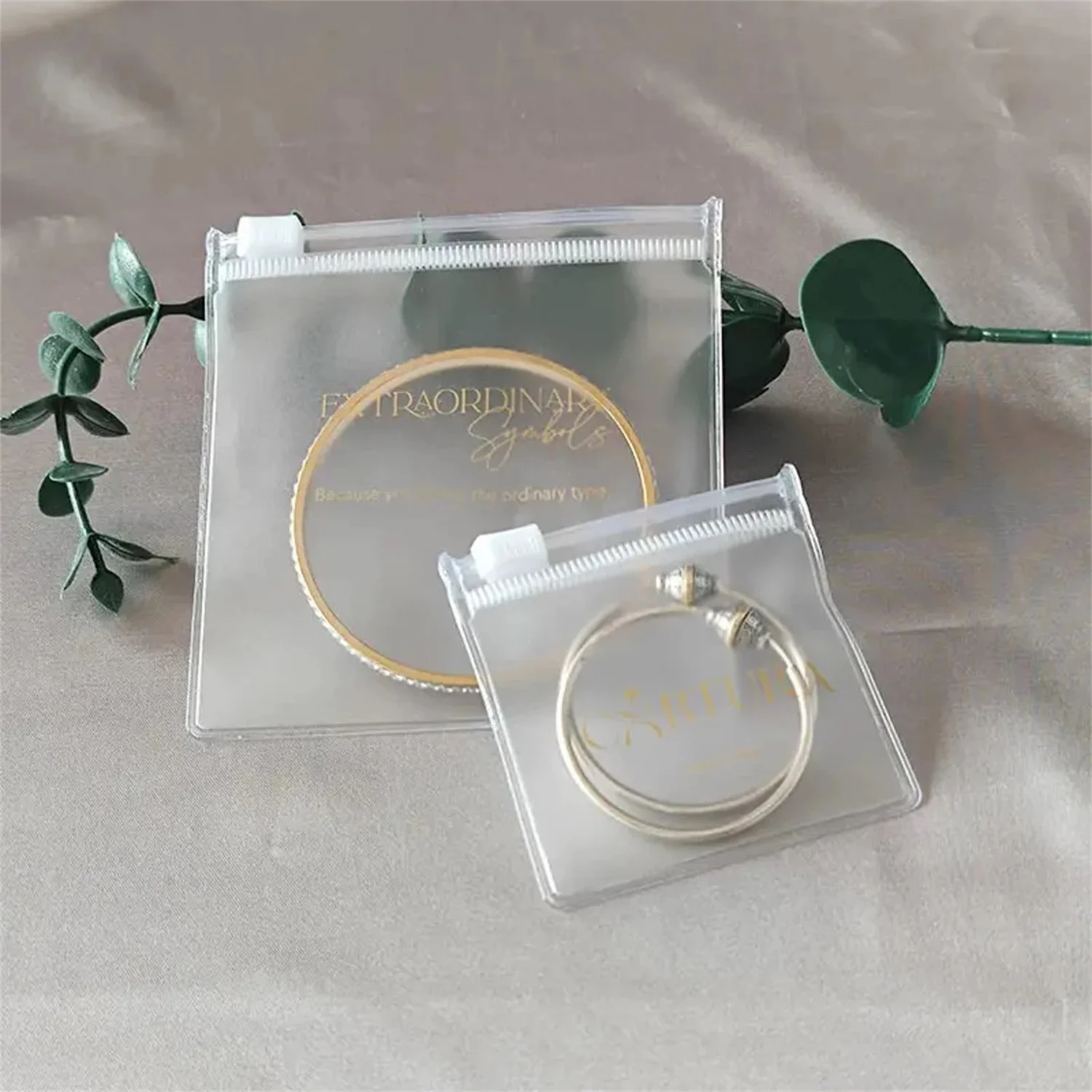 

100 custom jewelry pouch, pvc transparent zipper bag，customized high-quality jewelry packaging, custom jewelry bag with you log