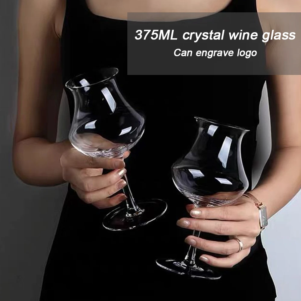 (Can Engrave Logo) 375ML Crystal Red Wine Glass, Household Goblets,  Champagne Cups, Cocktail Glasses for Banquets,  Beer Cups