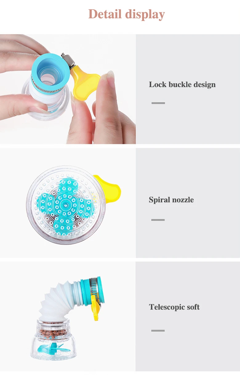 Universal 360-Grad-Drehung Wasserhahn Bubbler Schwenkbar Wasser Sparen Economizer Kopf Dusche Küche Wasserhahn Düse Adapter Waschbecken Zubehör – Detail 7