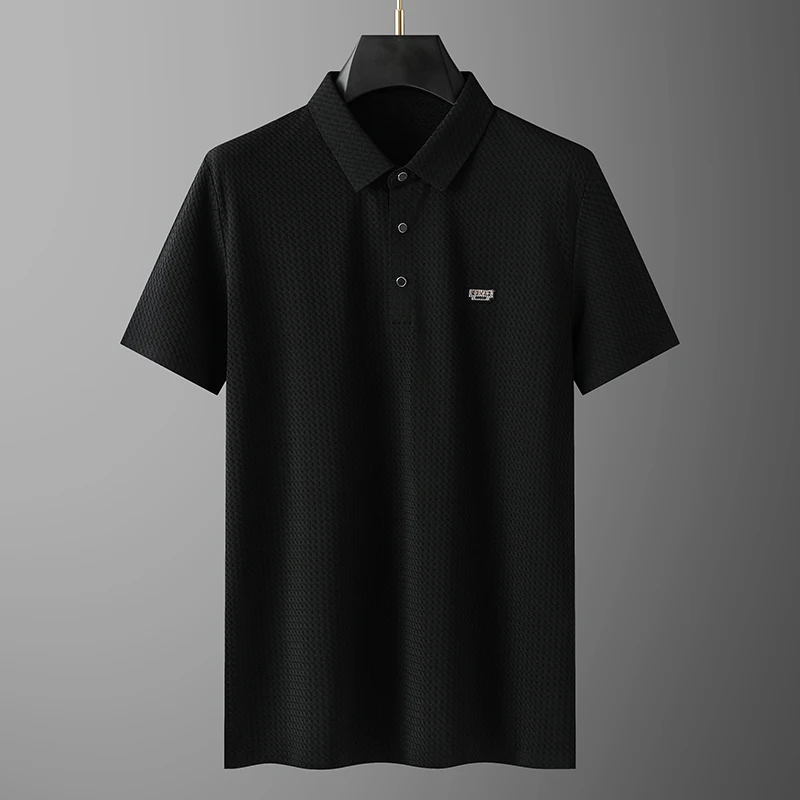 

Luxury Man Plus Size Short-Sleeved Polo Shirt Lapel Jacquard Summer New T-Shirt Tops Business Casual Ventilate Hot Mens Clothing