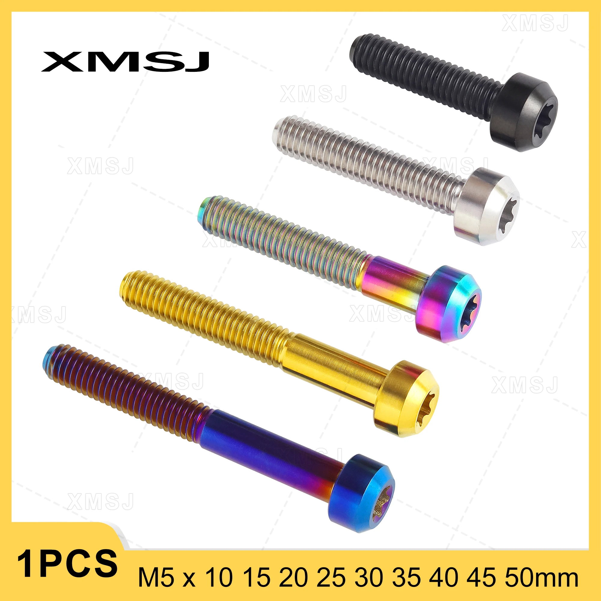 XMSJ Titanium Bolt M5x10 15 20 25 30 35 40 45 50mm T25 Torx Head for Bicycle Stem Headset Screw Motorcycle Refit Brake Fastener