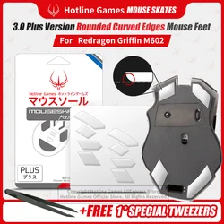 2 Sets Hotline Games 3.0 Plus Rounded Curved Edges Mouse Skates For Redragon Griffin M602 Gaming Mouse Feet Pad Replacement