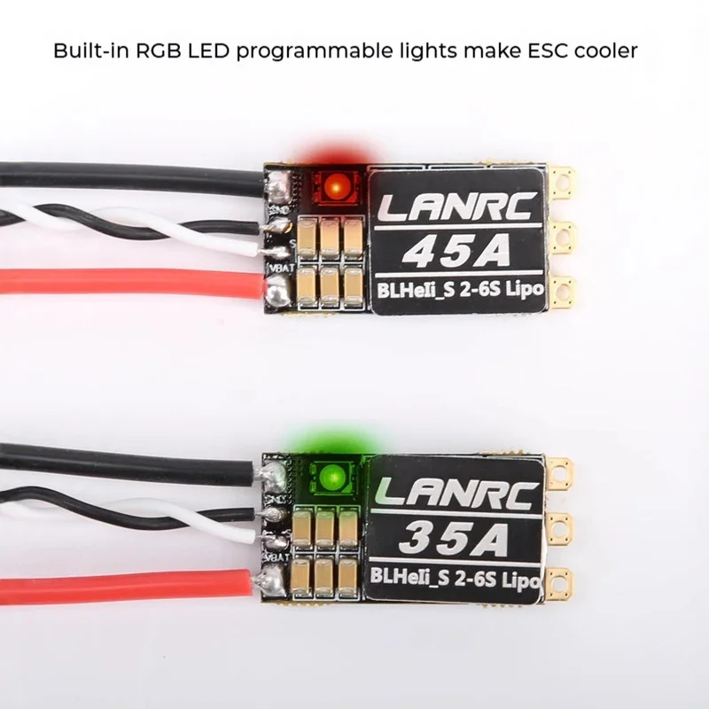 LANRC RC ESC 35/45A Brushless Speed Controller BLHeli Open-Source Support for FPV Racing Drone Quadcopter Model Aircraft Upgrade