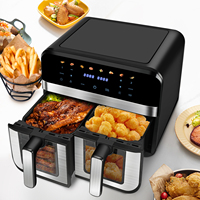 XL 9L Dual-Basket Air Fryer with Visual Window, 8 Preset Cooking Functions Versatile Smart Cooker Baking Roasting Reheating