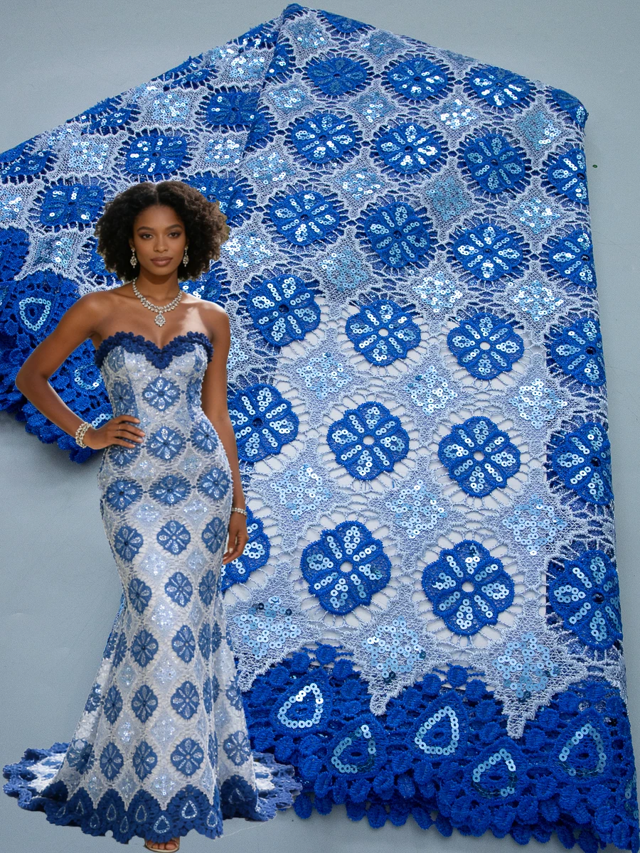 

High Quality 2026 Jacquard Lace Fabric Nigerian Jacquard Lace Fabric Dry Lace for Diy Sew Men's and Women's Party 5 Yards 4813