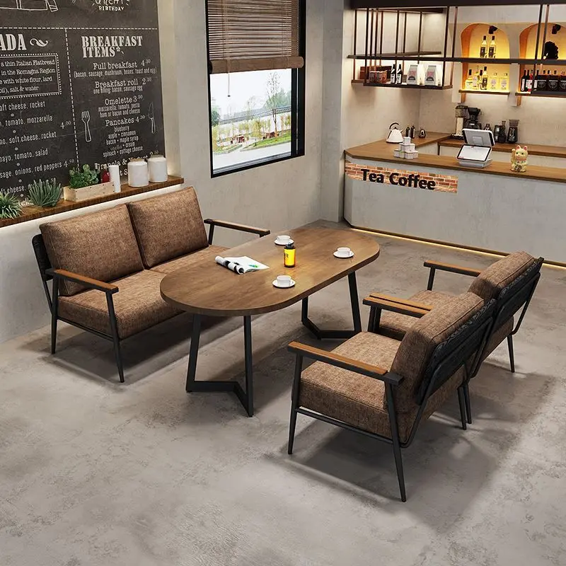 Industrial Style Cafe, Card Seat, Sofa Restaurant, Barbecue Shop, Milk Tea Leisure Rest, Reception Area Negotiation Table And Ch