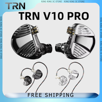 TRN V10 PRO Wired Earphones 2BA+2DD Dual Dynamic Driver and Dual Balanced Armature Hybrid In-Ear Monitors HIFI Gaming Headphones