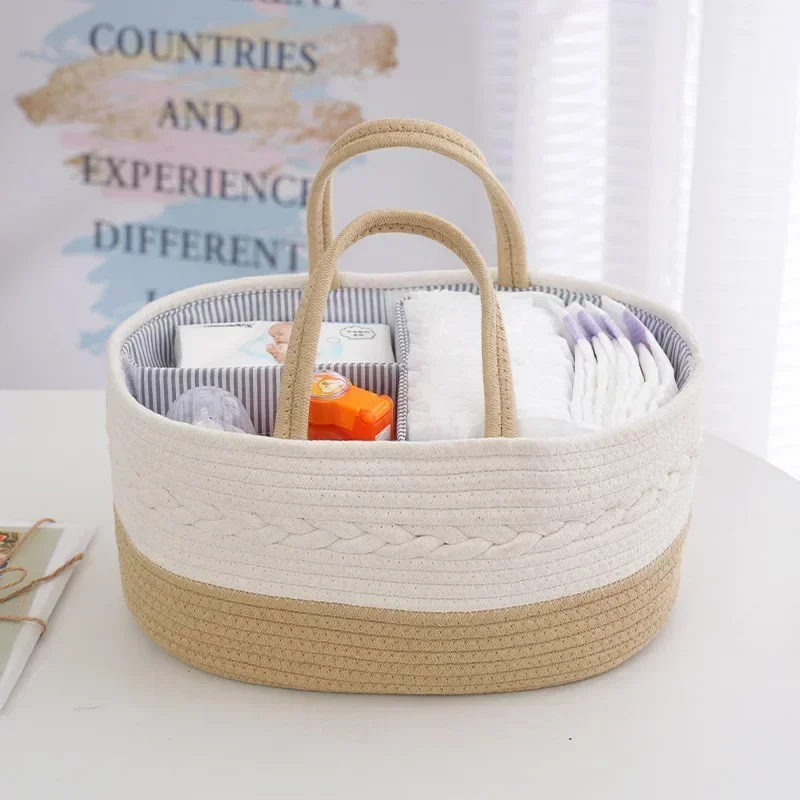 Multifunctional Travel Out Portable Mommy Bag Cotton Rope Partition Diaper Bag Diaper Storage Bag Baby Diaper Storage Basket