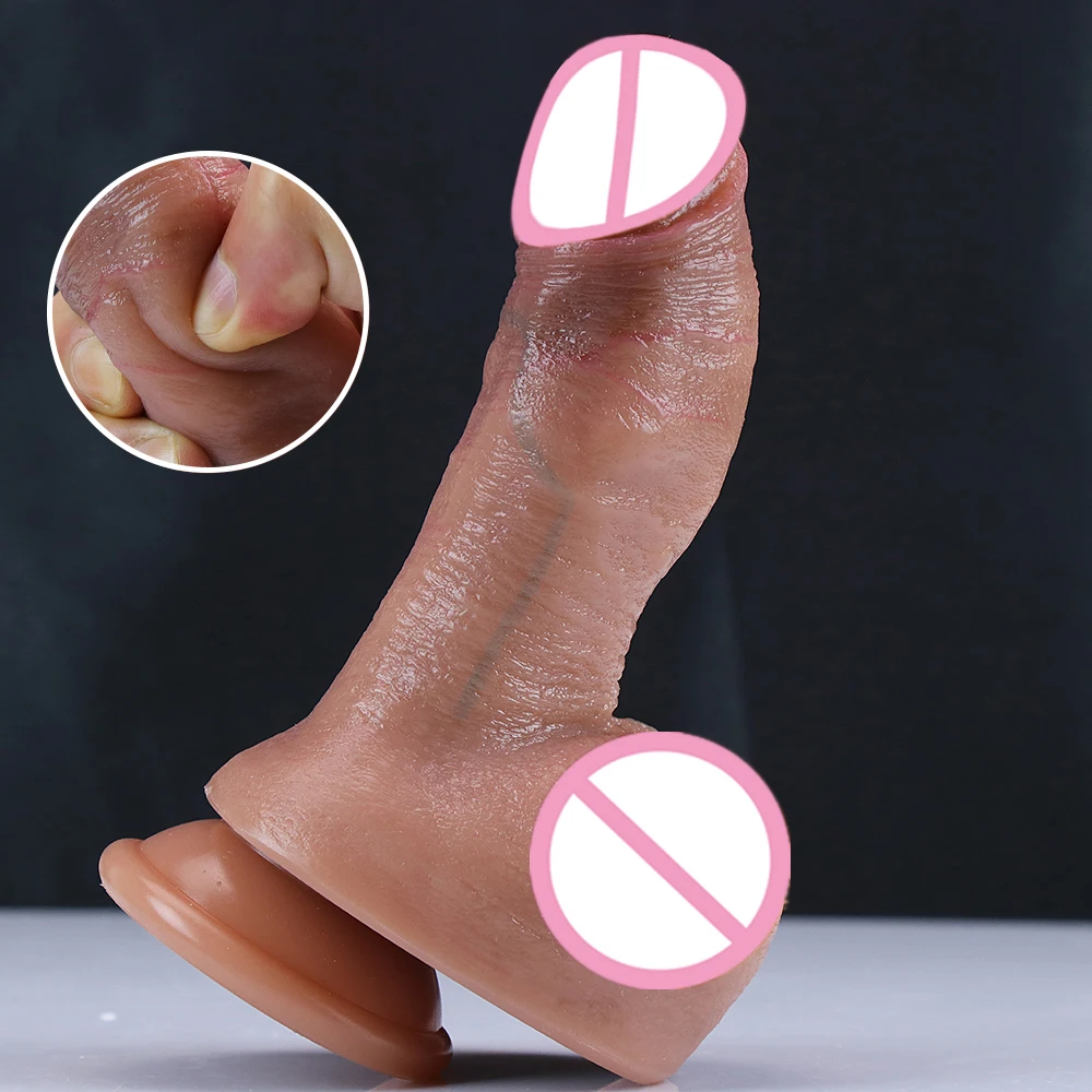 11cm Short Penis Realistic Dildo Soft Silicone Lifelike Dick Anal Plug Suction Cup Adults Sex Toys For Woman Beginner Oral Cock