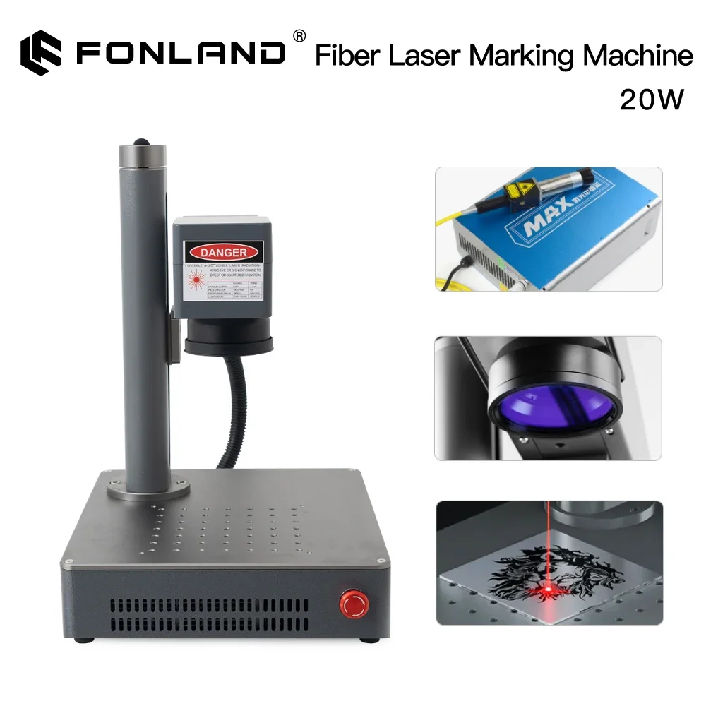 Fonland 20W MAX Source Fiber Laser Marking Machine Jewelry Metal Stainless Steel Aluminum Portable Engraving Industrial Desktop