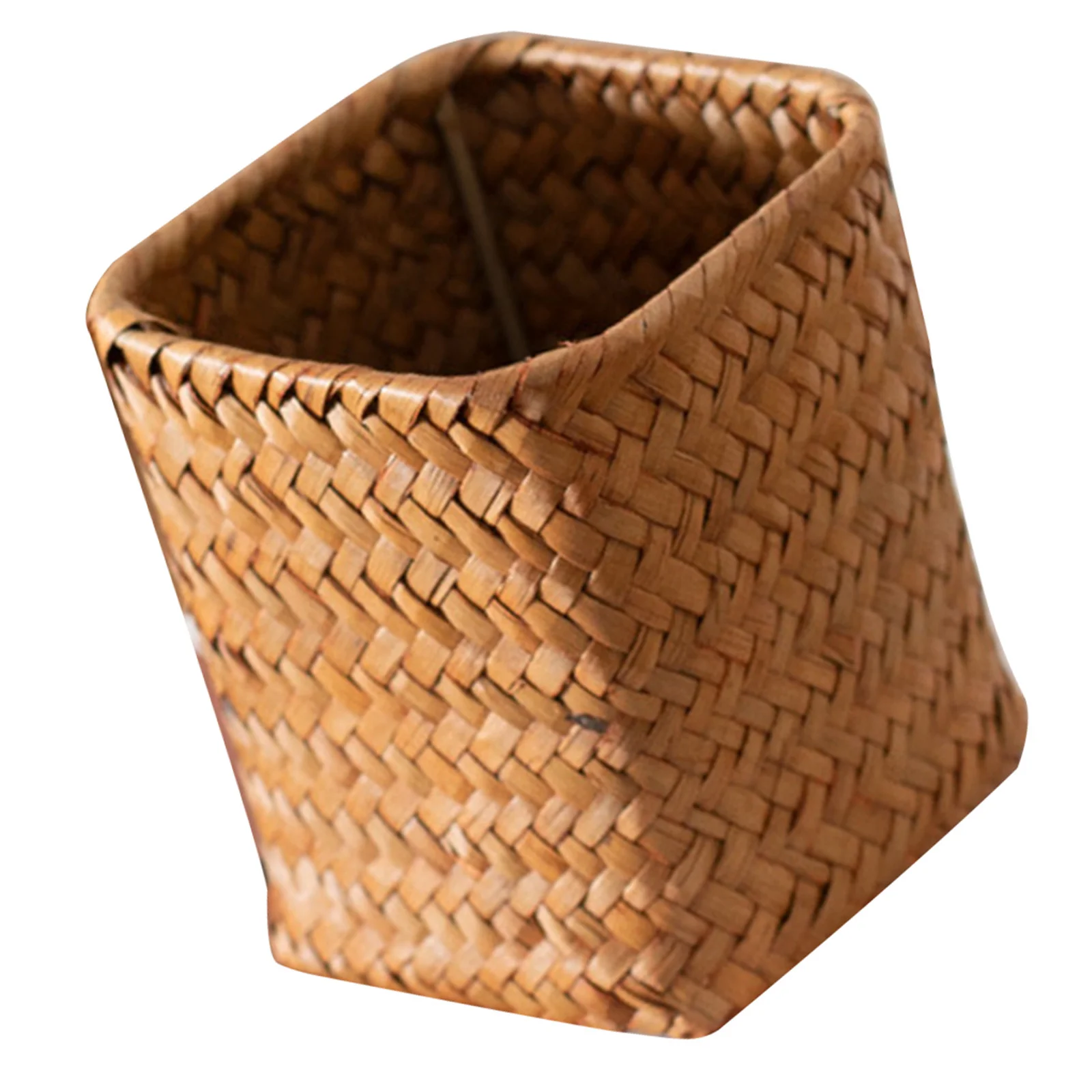 1 قطعة حامل قلم صندوق تخزين من القش منظم مكتب برتقالي سعة كبيرة قلم رصاص كوب حامل أدوات المائدة فرشاة للمكياج دلو زهرة #1