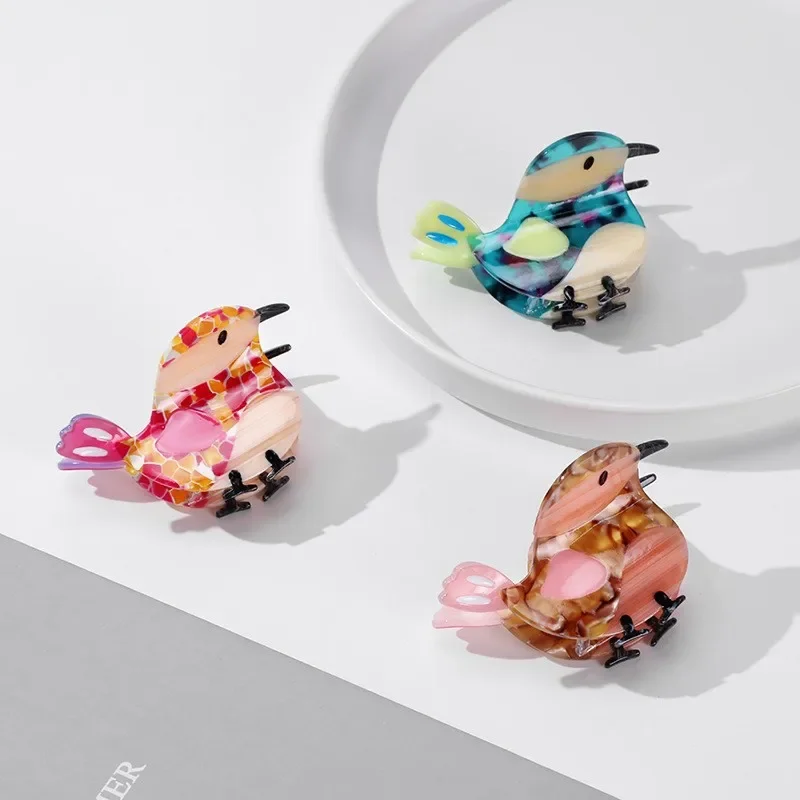 

New Cute Animal Series Claw Clip Acetate Hair Claw Mini Splicing Bird Design Sense Shark Clip Women's Hair Accessories