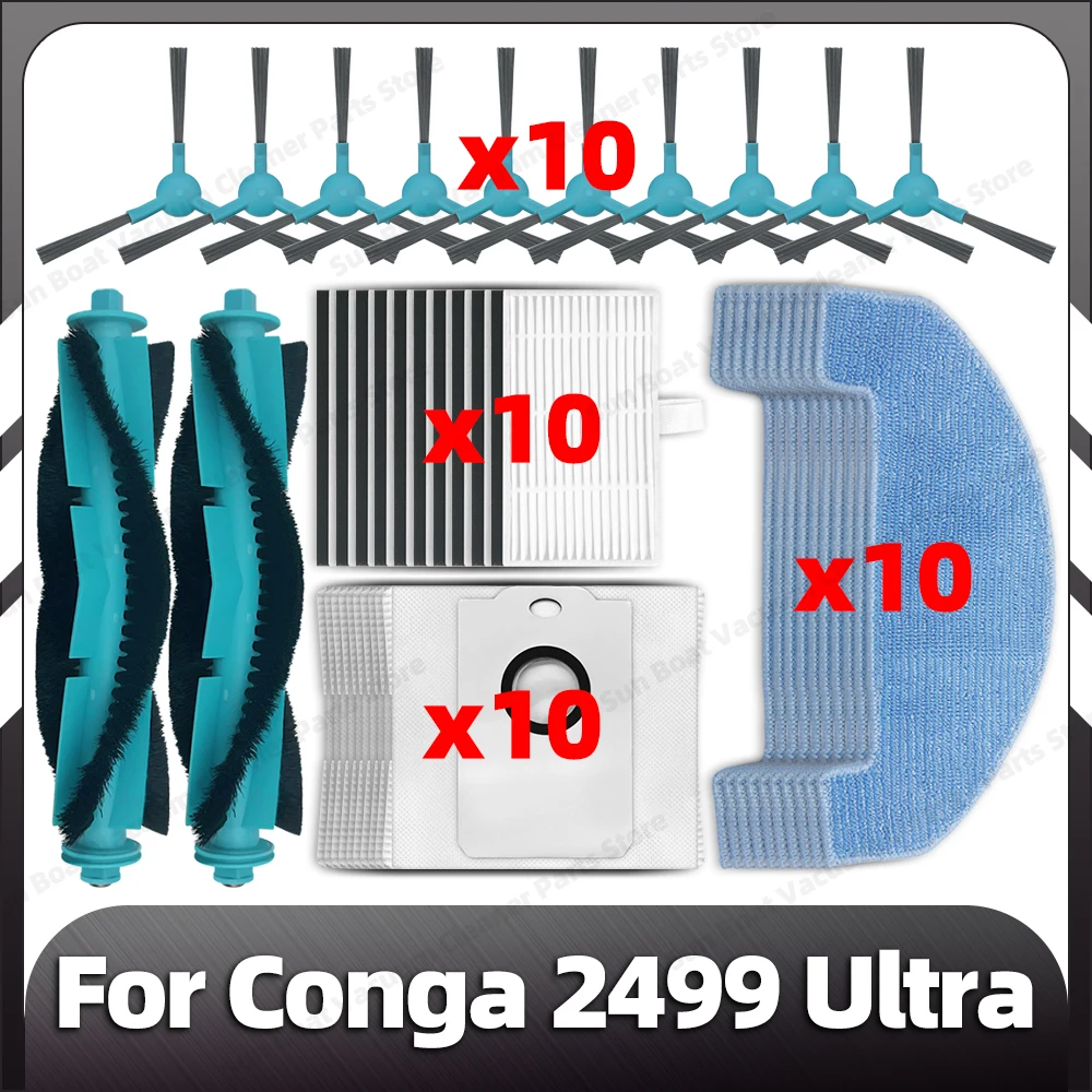 Compatible for Conga 2499 Ultra Replacement Main Side Brush HEPA Filter Mop Pad Dust Bags Spare Parts Accessories