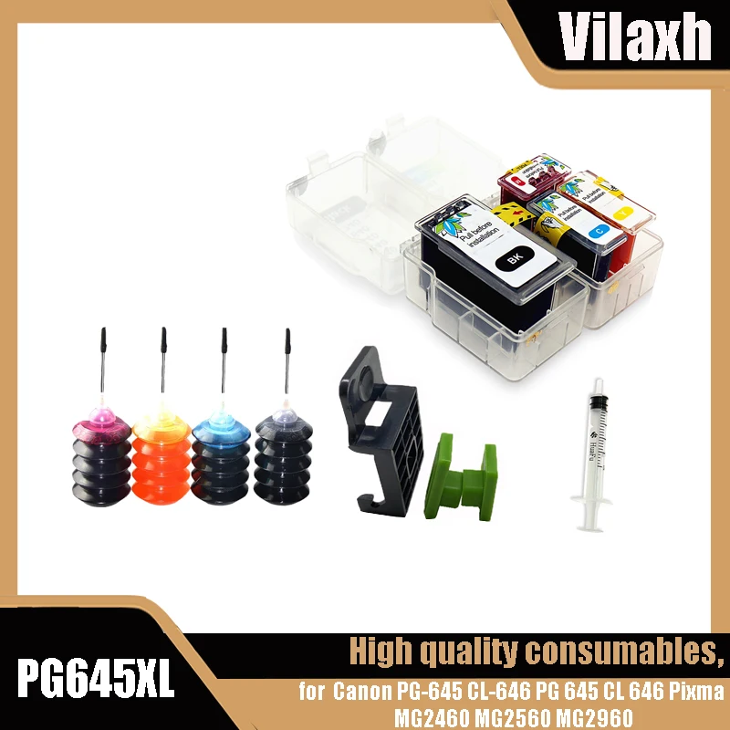 Vilaxh Smart Ink Cartridges For PG-645 XL PG-645XL PG 645 PG645 Pixma MG2460 MG2560 MG2960 MG2965 MG2400 MG2580 Printer