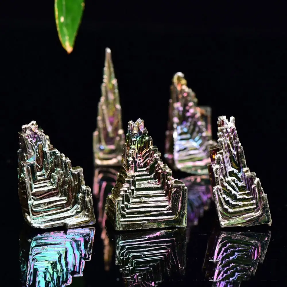 Colorful Stone Crafts Natural Bismuth Mine Handmade Carved Castle Ore Specimens Rough Natural Strange Stone Ornaments Crystal