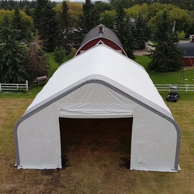 High Quality Steel Frame PVC Coated Waterproof Durable Portable Modern Arched Roof Outdoor Storage Shed Shelter
