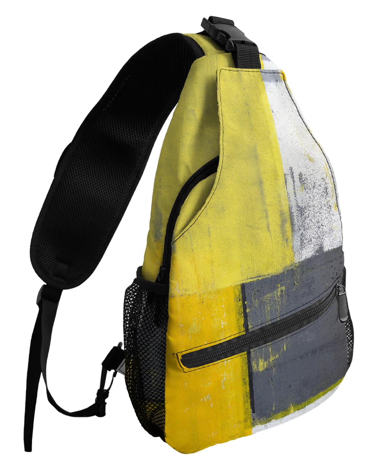 Bolso de Pecho Amarillo geométrico abstracto para hombres y mujeres, estilo de pintura al óleo, bolso cruzado informal, bolso de viaje al aire libre impermeable