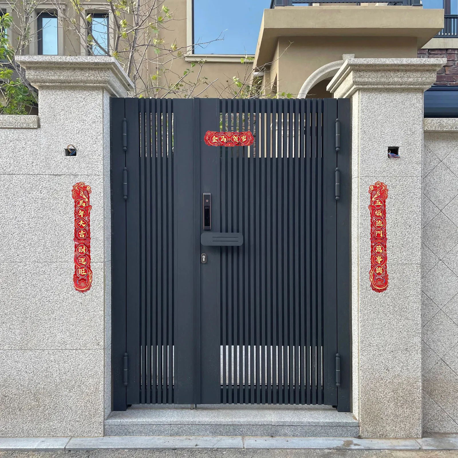 

3Pcs Chinese New Year Horse Theme Couplets Spring Festival Decorations Lucky Chunlian Door Signs for Lunar Celebration Family