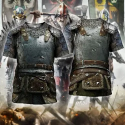 2024 New Summer Knight Medieval Armor 3D Printed T-shirt Harajuku Short Sleeve T-shirt