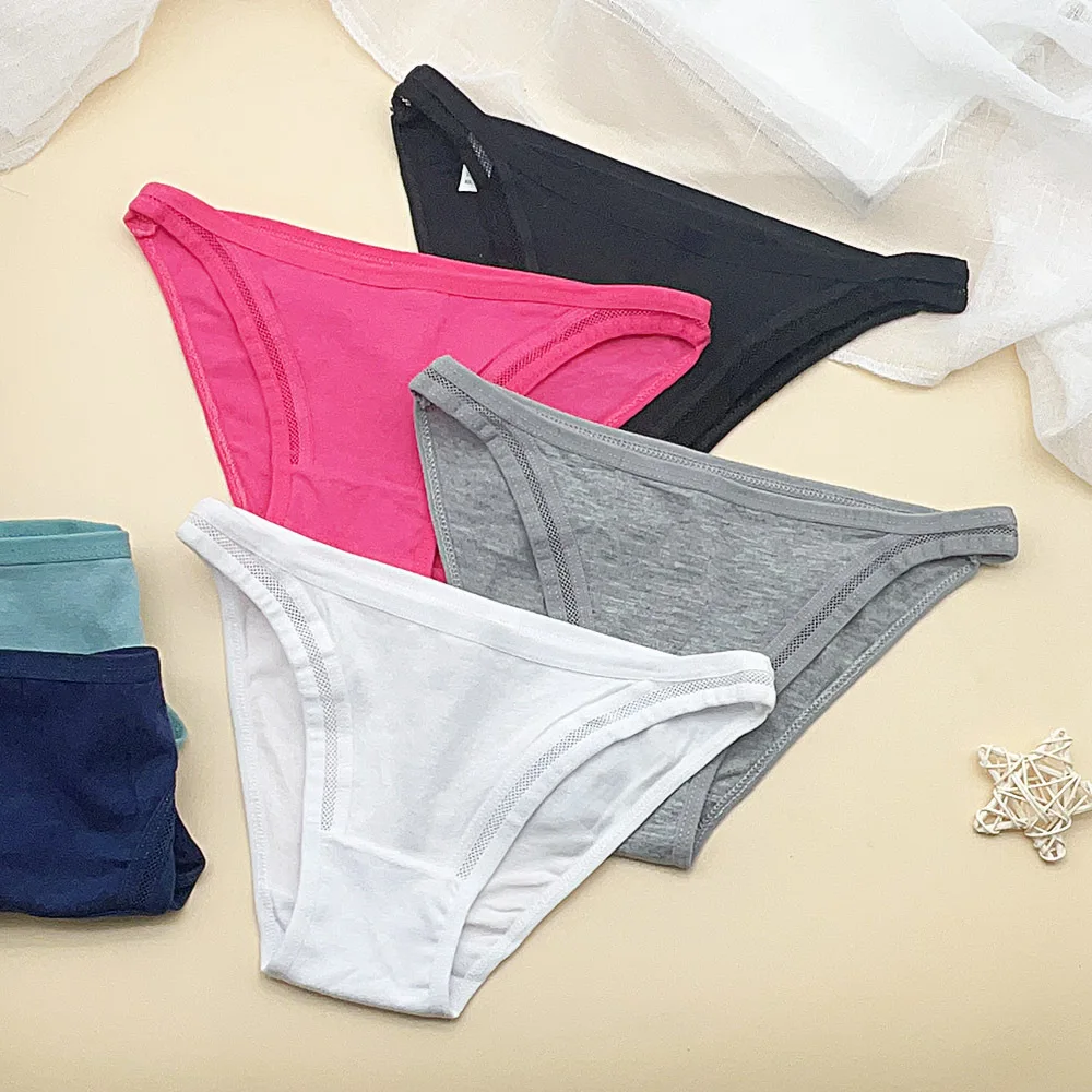Ladies Low Waist Breathable Underwear Pure Color Simple Design Summer New Style Comfortable Briefs Men's Underwear Home Clothes