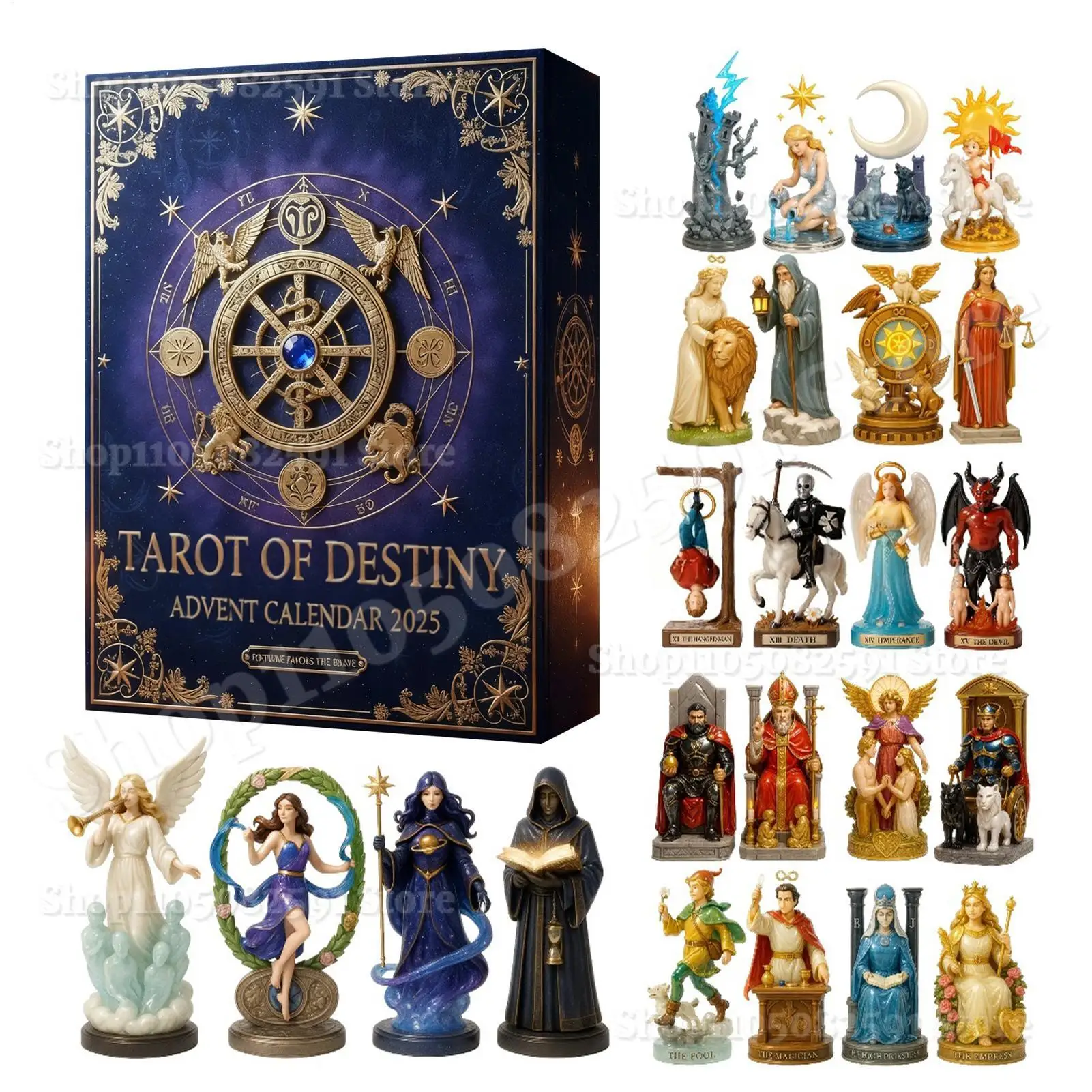 

2D Fate Tarot Advent Calendar 24pcs acrylic 2D flat Tarot Characters Figurine Christmas Countdown Calendar witch Christmas Gift