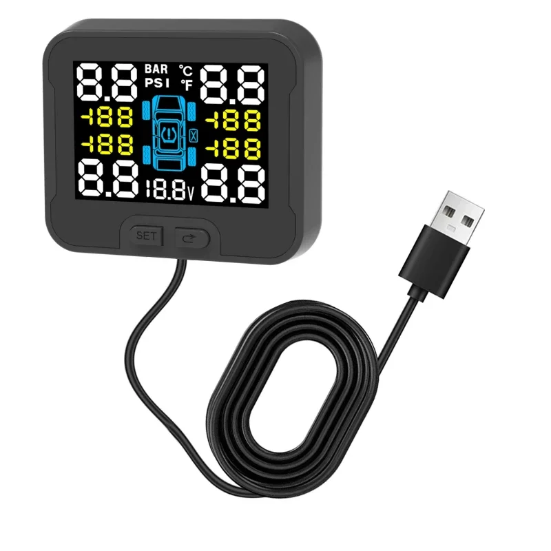 

Small car wireless pressure monitoring system, easy to use with USB power supply inside
