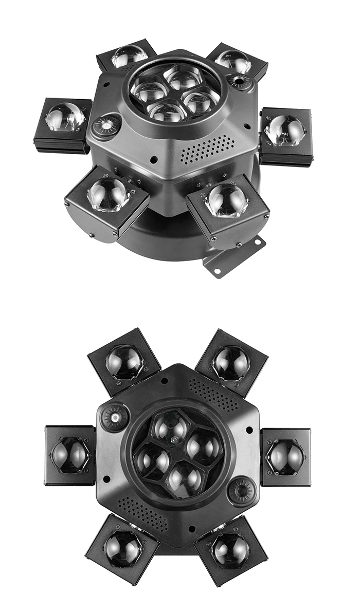 LED 10X10W 6-Kopf Moving Head Beam Light RG Laser Stroboskop DMX Bühnenlicht Vollfarb-Beam-Licht Rotierendes Disco Party Bar Licht – Detail 1