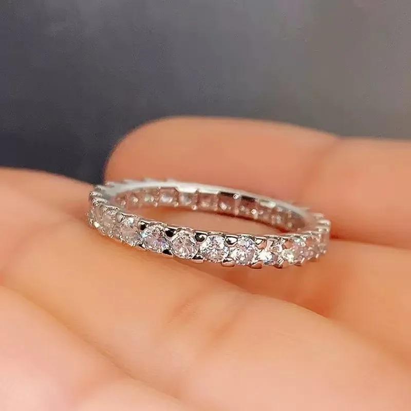 Women's Zirconia round Engagement Ring Silver Plated Wedding Band Promise Ring Jewelry Accessory Size 6 to 12