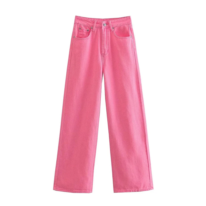 Straight High Waisted Jeans Loose Retro Wide Legged Trailing Trousers for Women