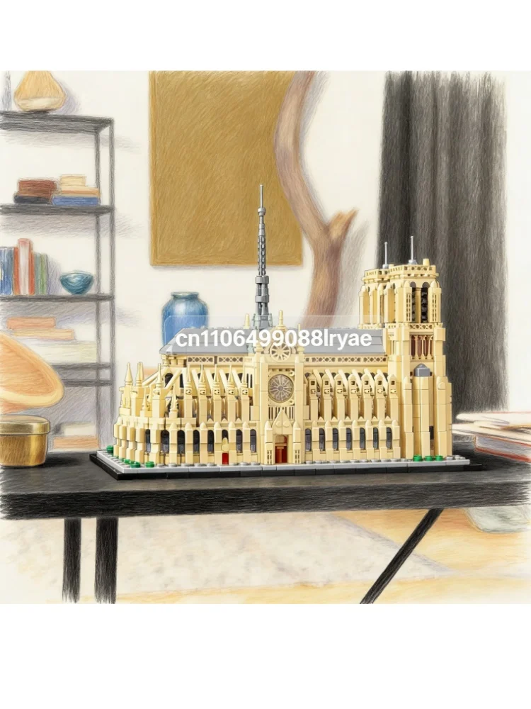 

2025 brand new 4383 pieces Notre Dame Cathedral architectural model kit home decoration model adult gift