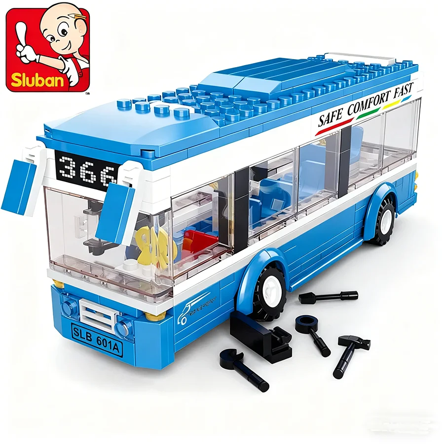 238 PCS Sluban 0330 Stadt Serie Single Decker Bus Auto Modell Kinder Pädagogisches Baustein Ziegel Spielzeug