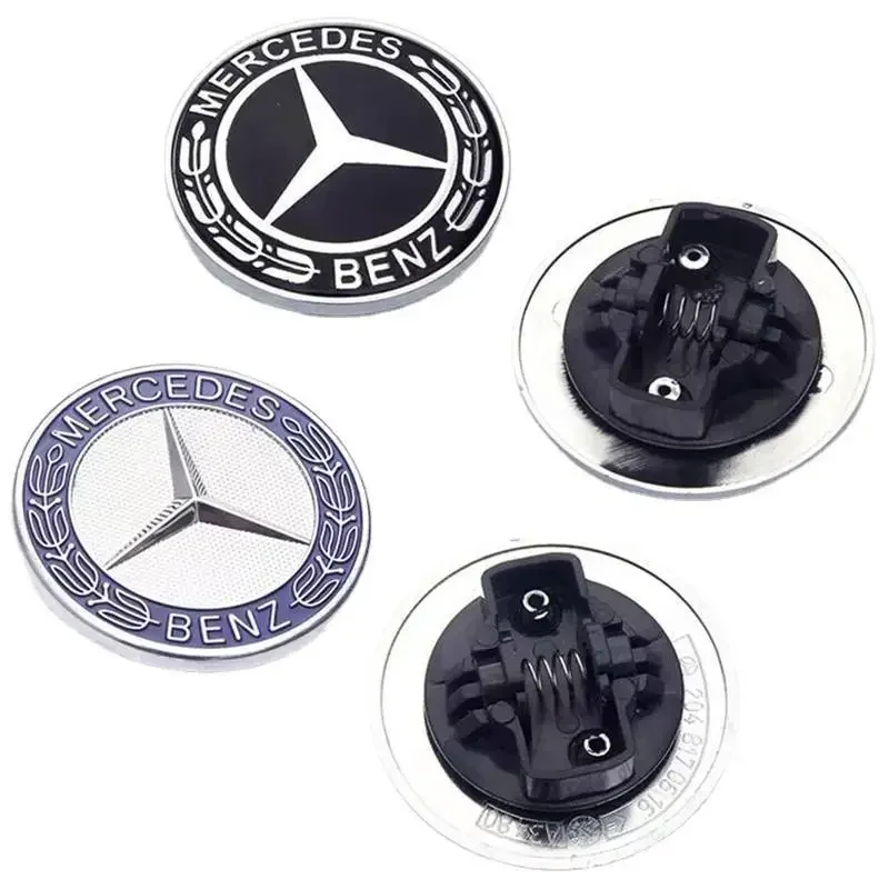 57mm ABS New Blue Black Car Front Hood Star Logo Cover Bonnet Emblem Badge For Mercedes Benz  AMG W204 W222 W212 Accessories