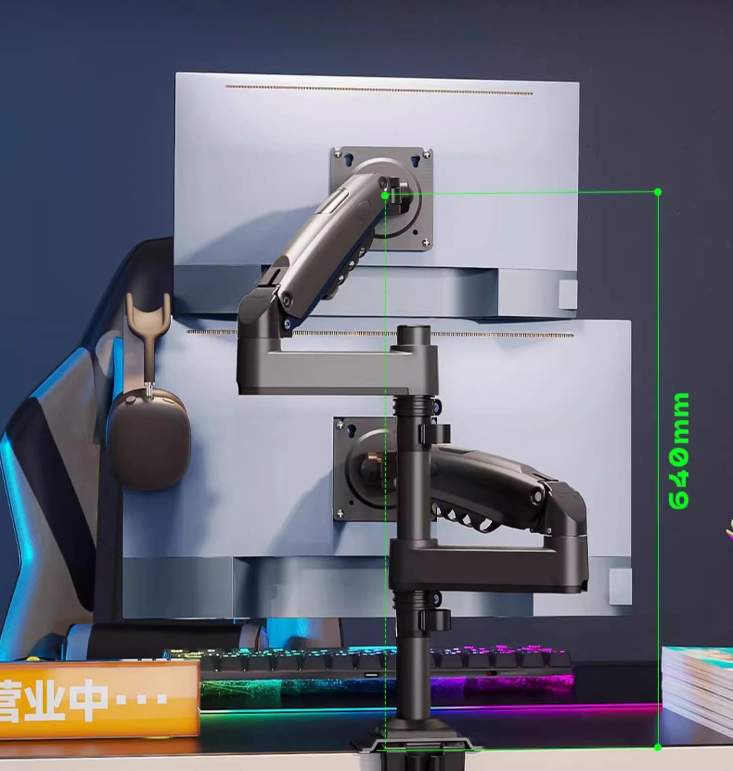 D-MOUNT K180 Full Motion 17 "-27" Double Monitor PC โต๊ะแก๊สฤดูใบไม้ผลิแขน LCD TV Mount 2-9 กก.100X100