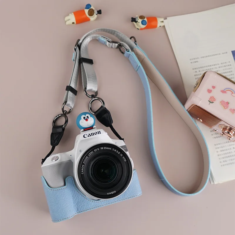 ฐานรองเค้กครึ่งกล้องสำหรับ Canon 200DII 200D Mark เคสคอมพิวเตอร์1/4สกรูฝาครอบกล้องพร้อมสายคล้องไหล่ฟิล์มกระจก