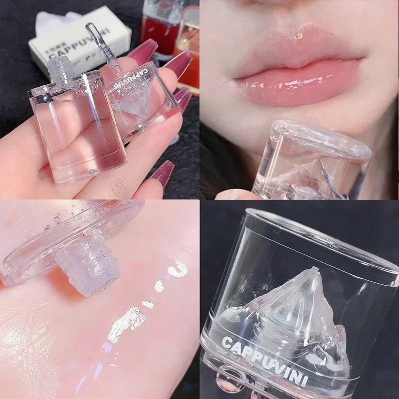 Ice Mountain-brillo de labios líquido, aceite de miel, cristal de gelatina, glaseado hidratante, transparente, impermeable, Cosméticos de maquillaje