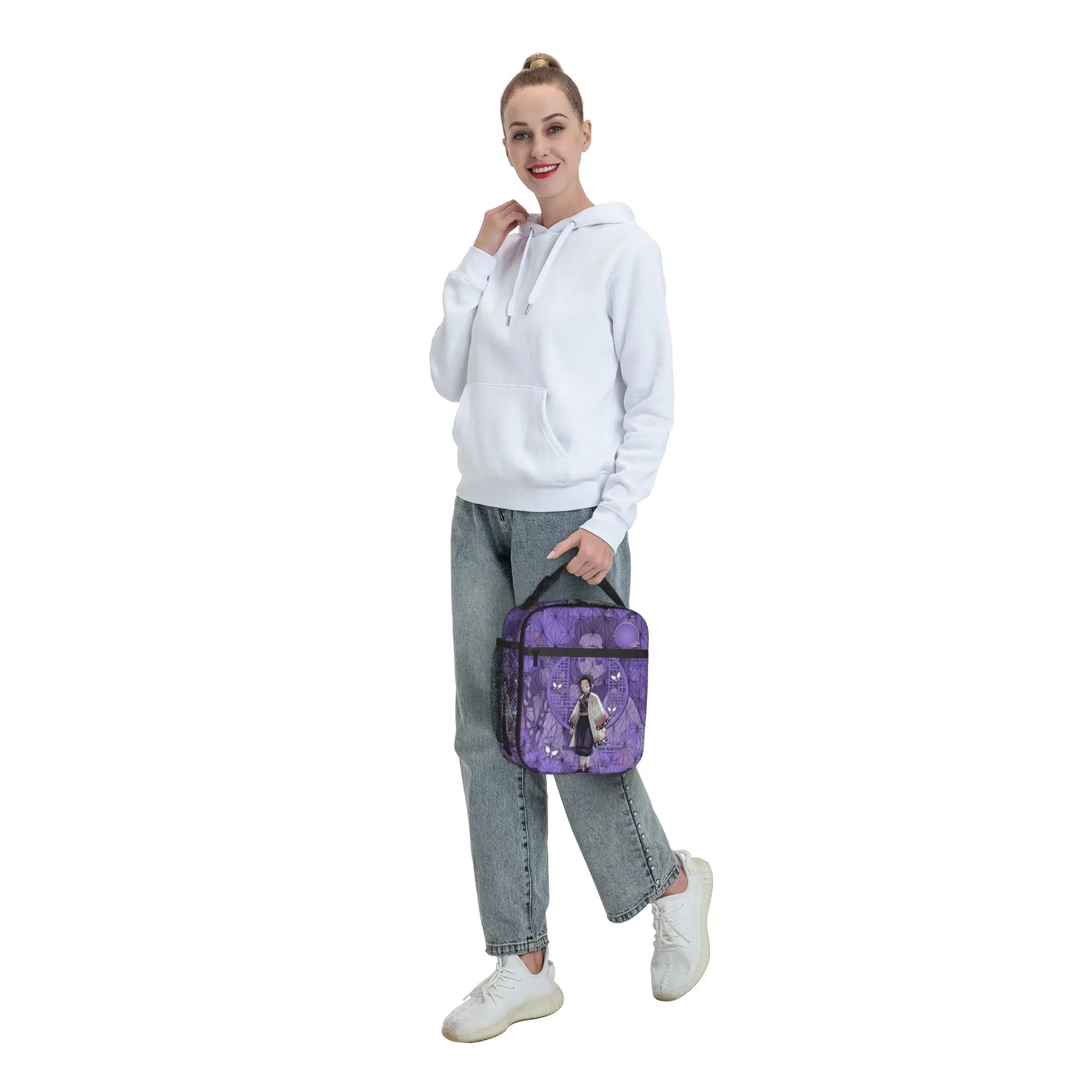 Custom Demon Slayers Insulated Lunch Bag for School Office Manga Waterproof Cooler Thermal Lunch Box Unisex view 6