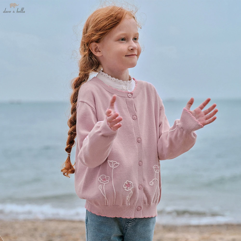 

Dave Bella Gilrs Spring Autumn Cardigan Sweater Winter Knitted Cotton Sweater Children Outerwear Kids Clothes DK1260984