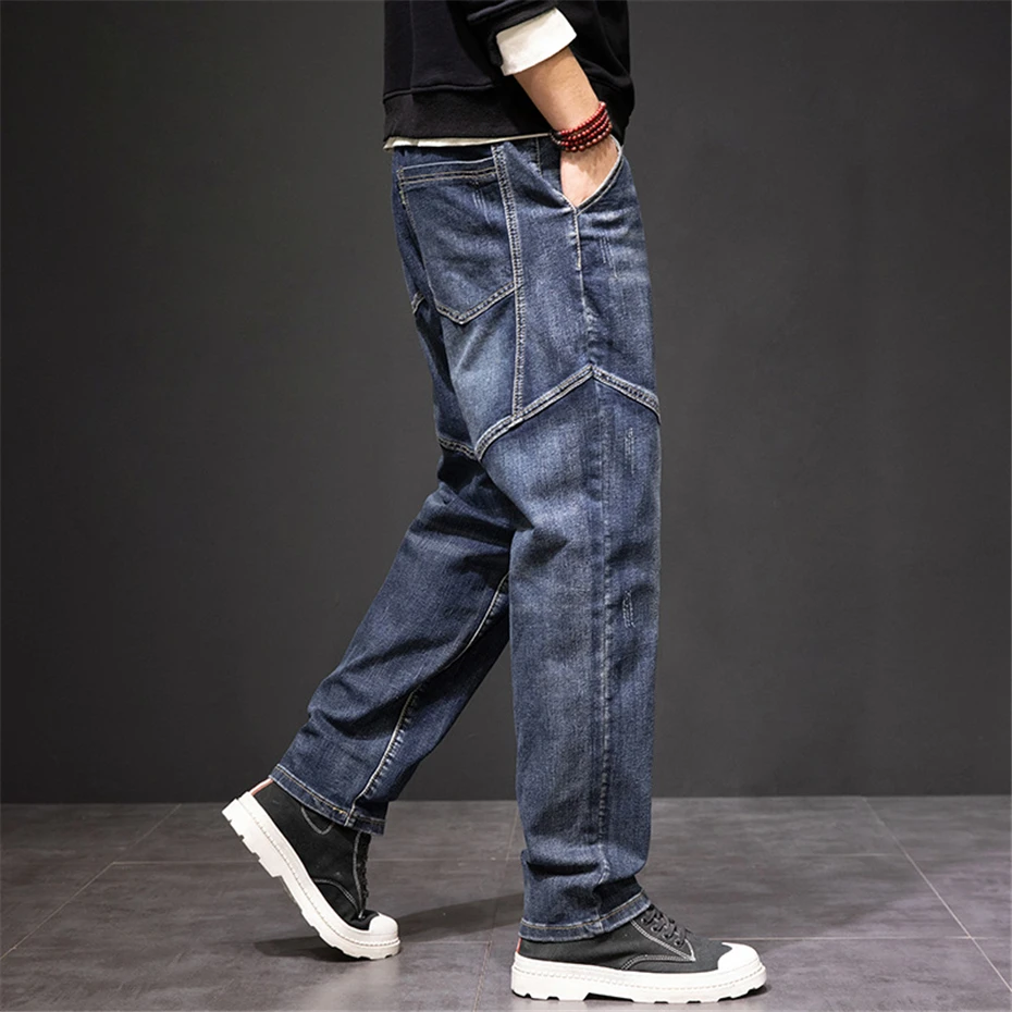 42 44 Jeans taglie forti pantaloni in Denim da uomo pantaloni Jeans dritti larghi pantaloni causali alla moda pantaloni maschili di grandi dimensioni