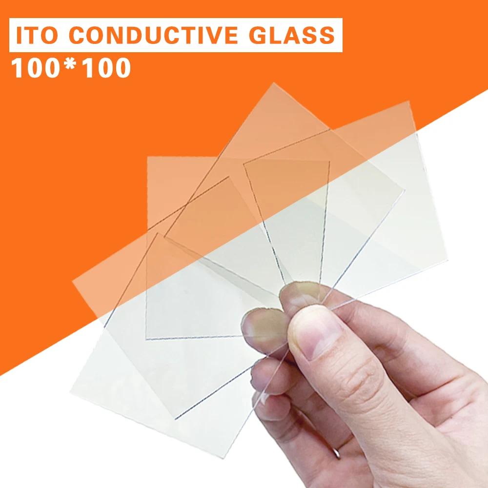 Lab Transparent ITO Conductive Coated Glass 10Pcs 50x50x1.1mm Indium Tin Oxide ITO glass 10 ohm/sq 20 ohm/sq