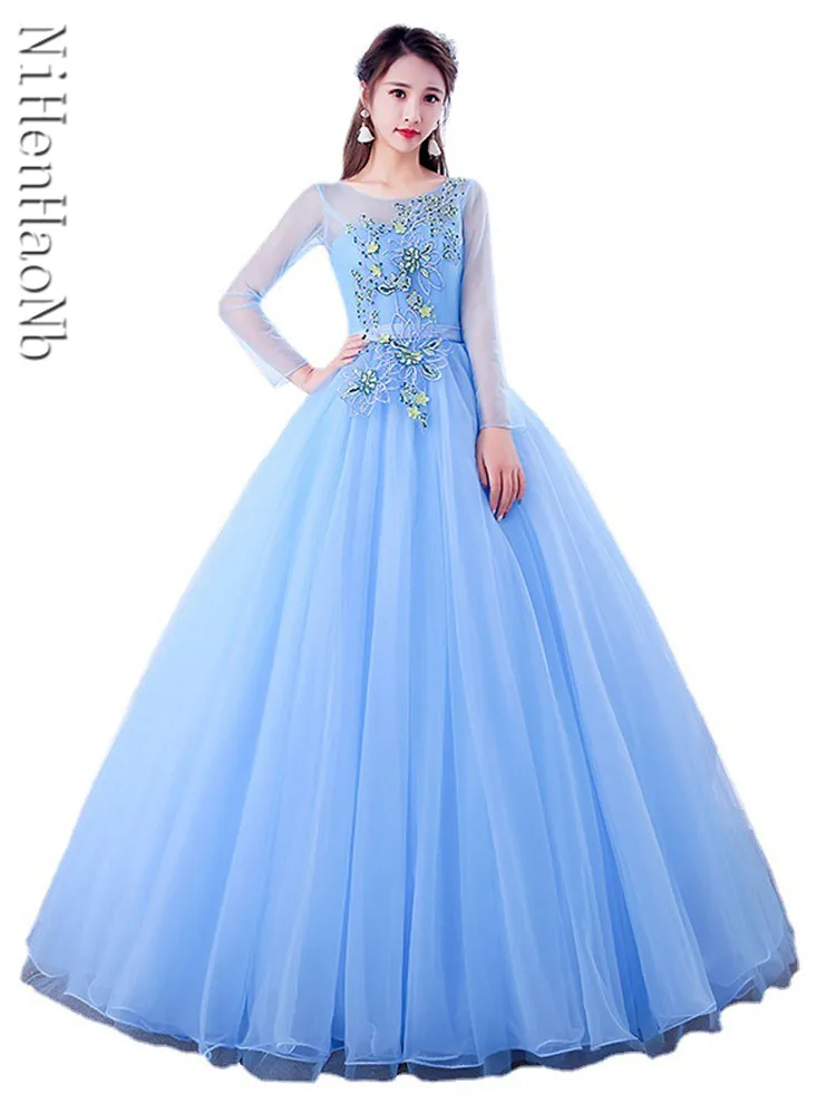 

Новое милое платье с круглым вырезом длиной до пола, женское платье принцессы Quinceanera, платье подружки невесты для банкета, бала, выпускного вечера