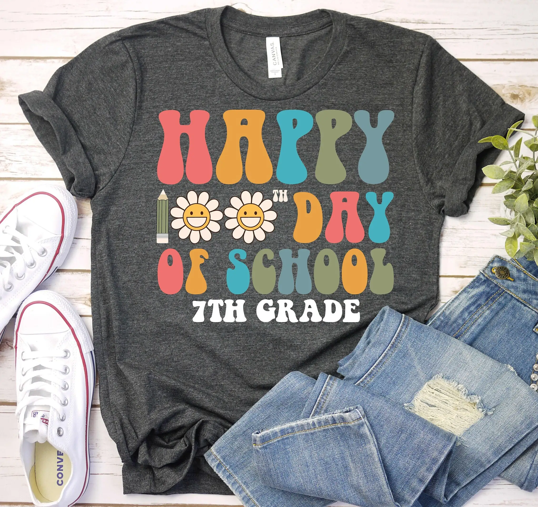 100 Days Of School T Shirt 100Th Day 7Th Grade Teacher Team Seventh