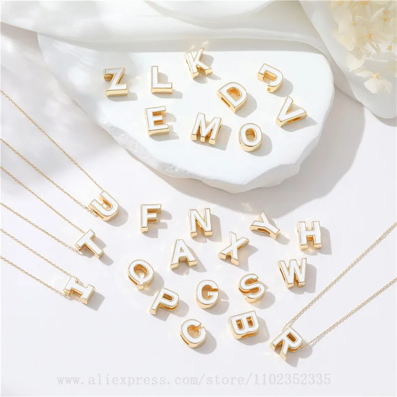 10pcs/ Bag  Minimalist Drip Oil 26 English Letter Hand String Bead Separated Bead Necklace Pendant DIY Handmade Material