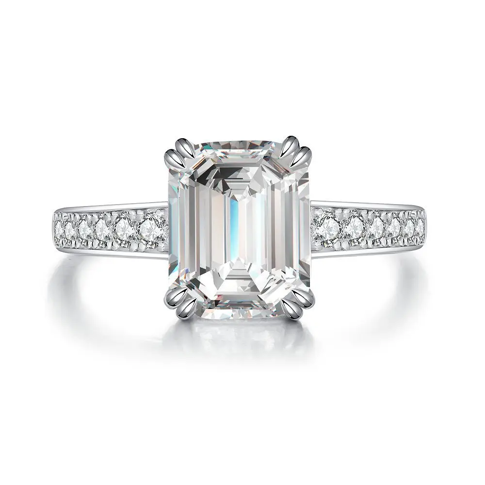 S925 خاتم فضة نقي، أنثى الزمرد قطع الأميرة حقيبة مربعة، معبد خاتم الماس، خاتم فضة، خاتم لا يتلاشى بالجملة