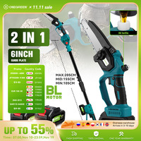 2 IN 1 Brushless 4500W Telescoping Electric Pole Chainsaw 205CM High Scalable Garden Pruning Tool For 21V 18V Battery